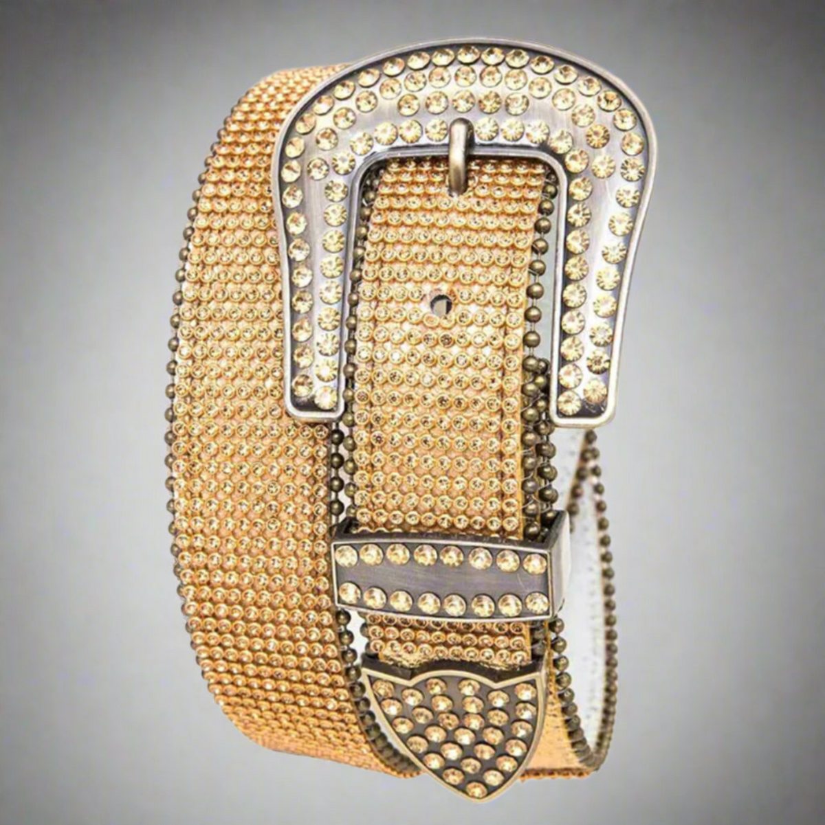 gold rhinestone studded belt