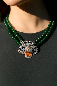 Green Tiger Eye Statement Necklace