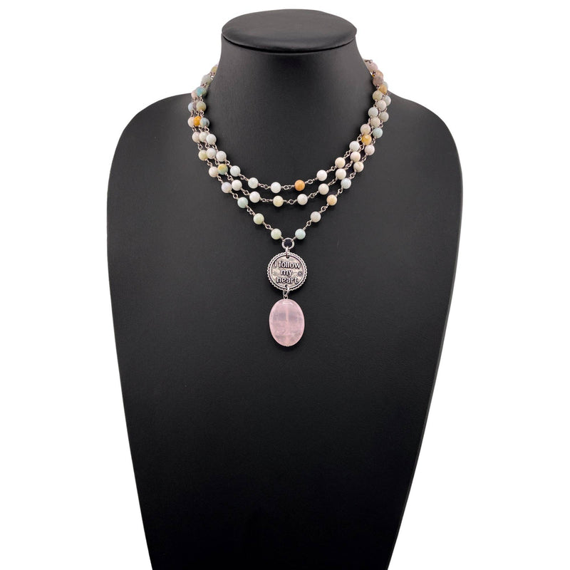"I Follow My Heart" Hummingbird Long Rosary Chain Necklace