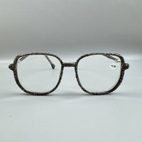 Grey Handmade Rhinestone Large Frame Round Reader