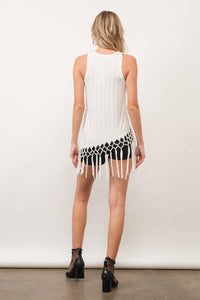 Rhinestone Fringe Jersey Tank
