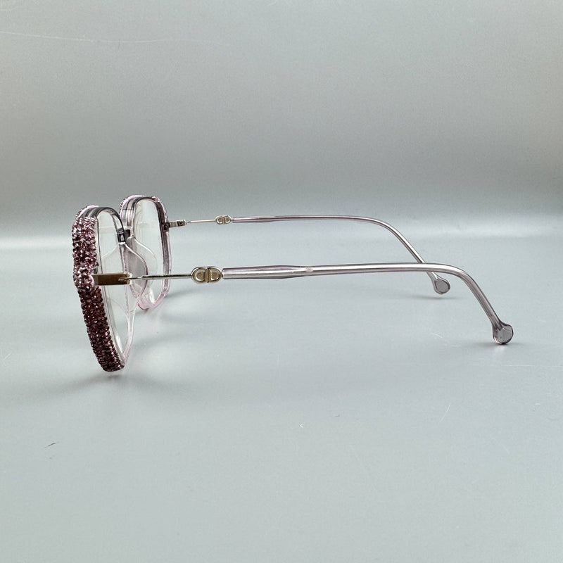 Purple Handmade Rhinestone Large Frame Round Reader