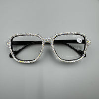 Handmade Large Frame Square AB Rhinestone Readers