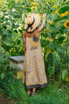 Milk & Honey Bohéme Long Maxi Slip Dress w/ Bee & Sunflowers