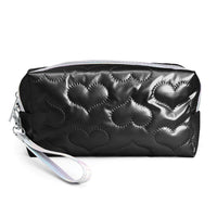 Heart Pattern Embossed Pouch w Wrist Strap Make Up Bag