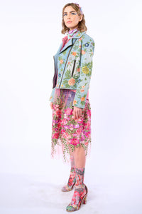 Lucinda Embroidered Denim Motorcycle Jacket