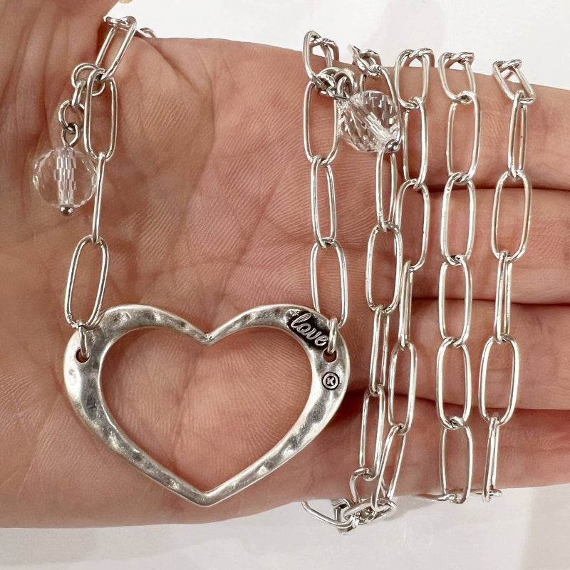 "Love" Open Heart Long Chain Necklace