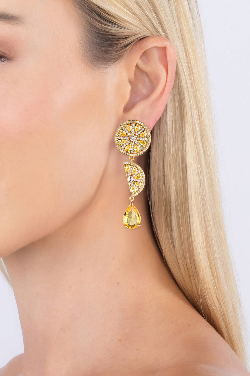 Lemon Squeeze 18K Gold Plated CZ Drop Earrings