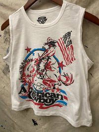 American Cowboy 80's Muscle Crop Tank Top