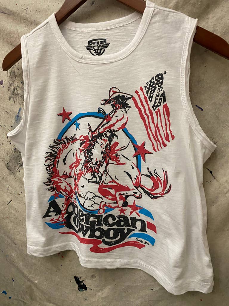 American Cowboy 80's Muscle Crop Tank Top