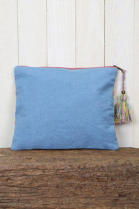 Embroidered Clutch with Tassel Pull