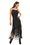 Vegan Suede Fringe Long Skirt