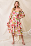 Floral Off Shoulder Boho Midi Dress