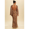 Leopard Flutter Slv Maxi Dress with Side Reveals