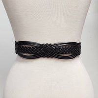 Hand Braided Leather Belt with Silver Floral Etched Buckle