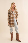 Plaid Fringe Bottom Fleece Jacket