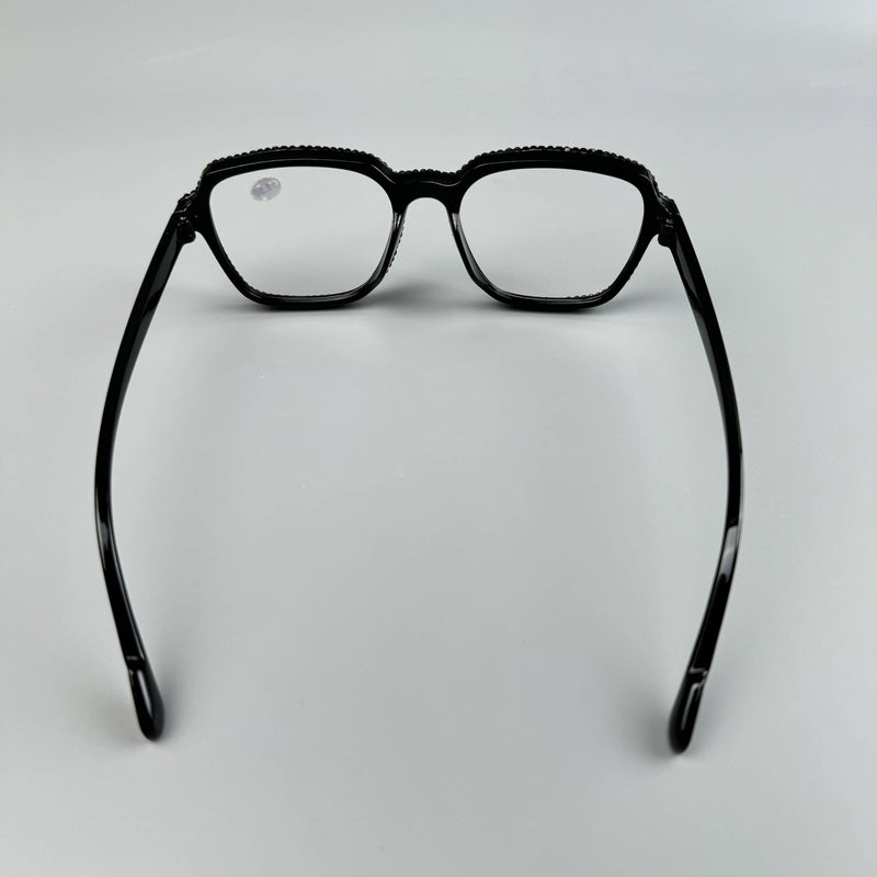 Black Rhinestone Large Frame Square Readers