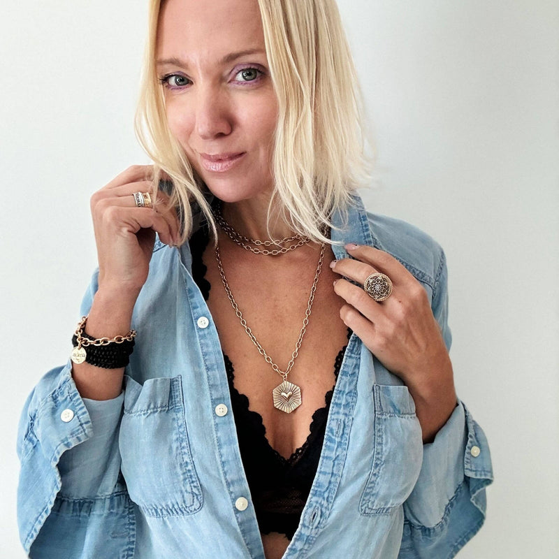"I Don't Give a Fuck" Shining Heart Essential Necklace