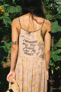 Milk & Honey Bohéme Long Maxi Slip Dress w/ Bee & Sunflowers
