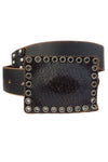 Vintage Black Grommet Genuine Leather Covered Buckle