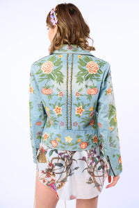 Lucinda Embroidered Denim Motorcycle Jacket