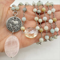"I Follow My Heart" Hummingbird Long Rosary Chain Necklace