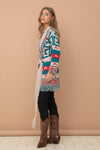 Aztec Fringe Western Tie Cardigan Sweater
