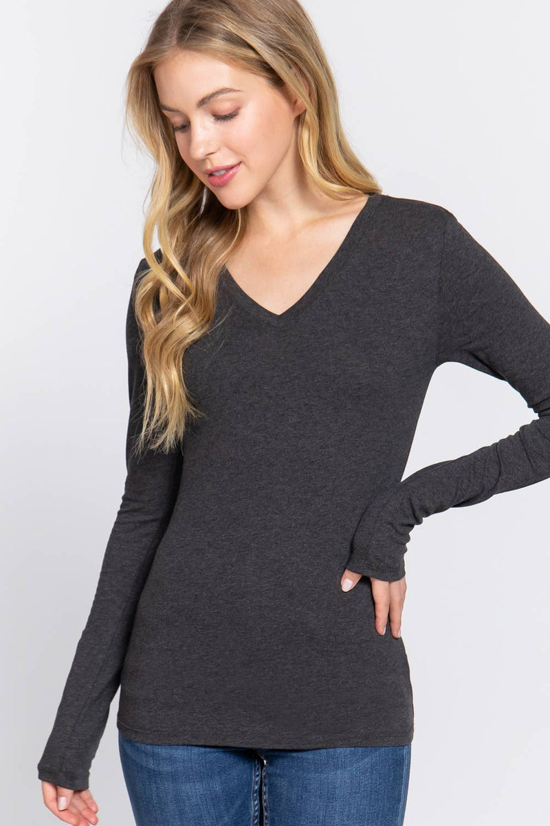 Long Sleeve V-neck Top