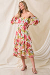 Floral Off Shoulder Boho Midi Dress