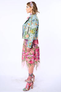 Lucinda Embroidered Denim Motorcycle Jacket