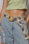 Flower Belt with Wood Beaded Buckle