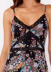 Floral Spaghetti Strap Lace Trim Maxi Dress