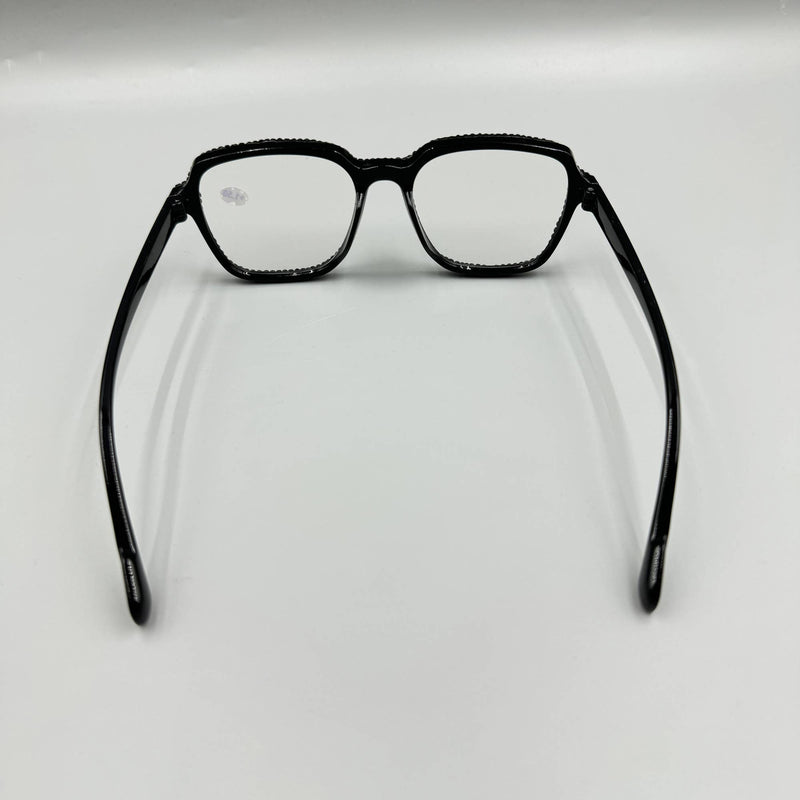 Black Rhinestone Large Frame Round Readers