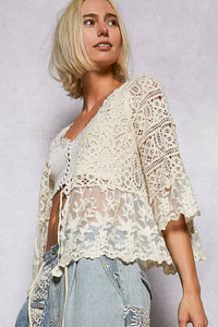 Boho Crochet Floral Lace Cardigan
