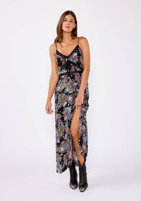 Floral Spaghetti Strap Lace Trim Maxi Dress