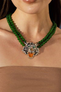 Green Tiger Eye Statement Necklace