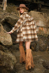 Plaid Fringe Bottom Fleece Jacket