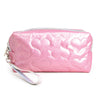 Heart Pattern Embossed Pouch w Wrist Strap Make Up Bag