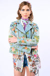 Lucinda Embroidered Denim Motorcycle Jacket