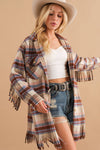 Plaid Fringe Bottom Fleece Jacket