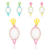 Tennis Ball and Paddle Figure Drop Post Earrings