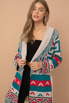 Aztec Fringe Western Tie Cardigan Sweater