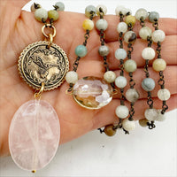 "I Follow My Heart" Hummingbird Long Rosary Chain Necklace