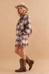Plaid Fringe Bottom Fleece Jacket