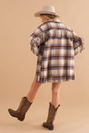Plaid Fringe Bottom Fleece Jacket