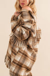 Plaid Fringe Bottom Fleece Jacket