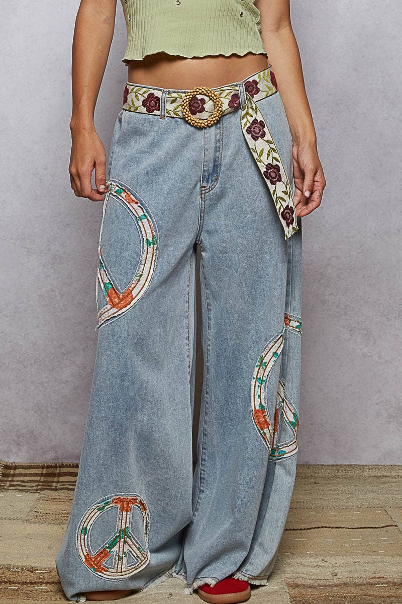 Flower Belt with Wood Beaded Buckle