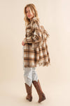 Plaid Fringe Bottom Fleece Jacket