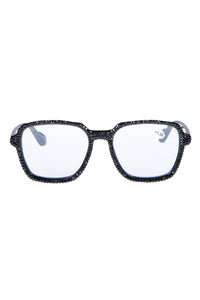Black Rhinestone Large Frame Square Readers