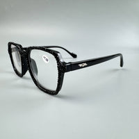 Black Rhinestone Large Frame Square Readers